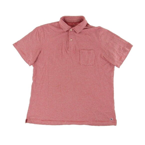 Vineyard Vines Mens Polo Shirt M Red White Striped Short Sleeve - Picture 1 of 6